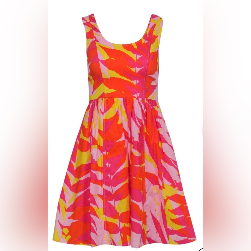 Plenty by Tracy Reese Abstract Print Fit Flare Mini Dress Pink Orange Size 2